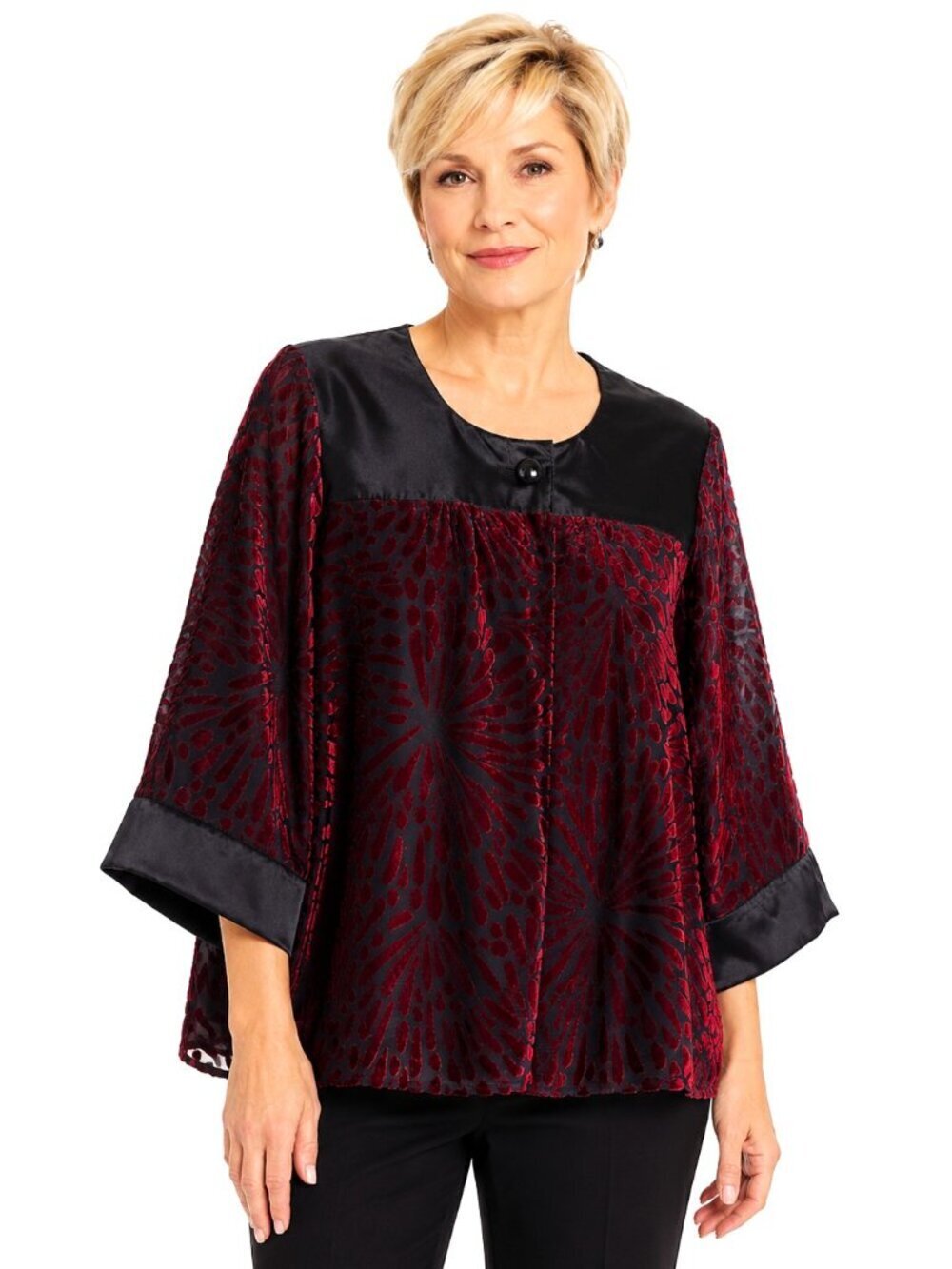 Vintage Bob Mackie Black Red Velvet Silk Jacket
